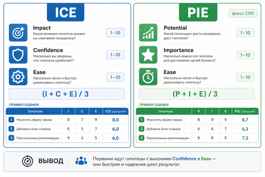 Сравнительная матрица ICE и PIE