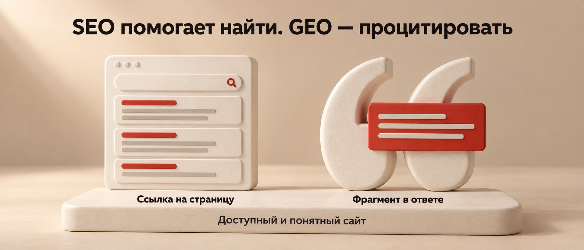 SEO помогает найти страницу, GEO — процитировать фрагмент