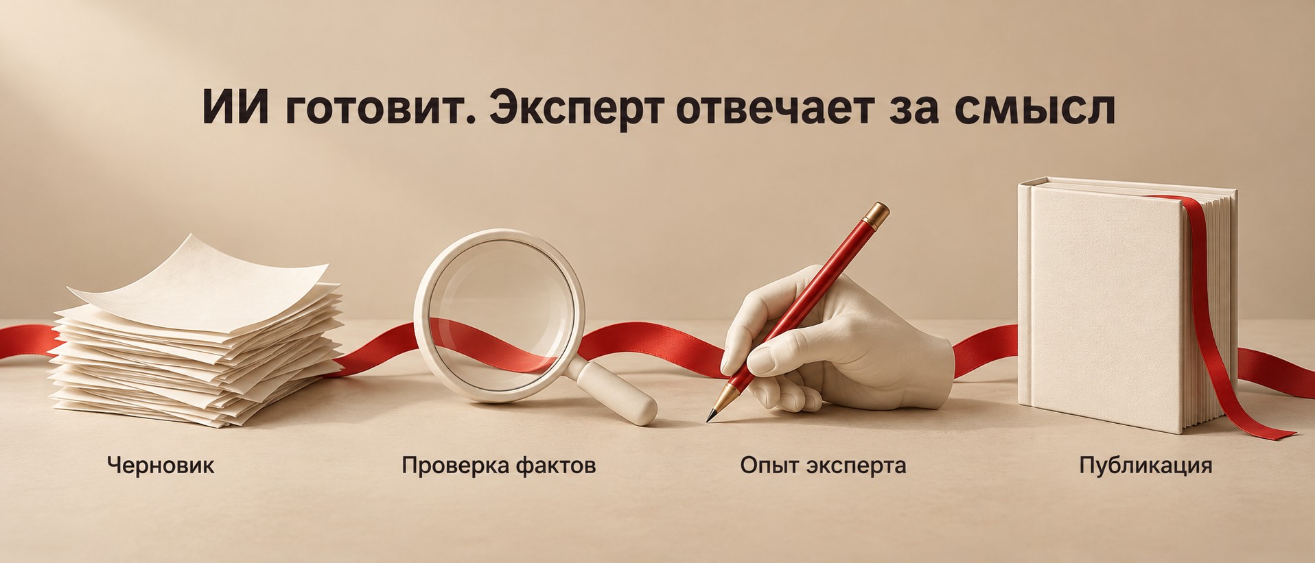 Черновик, проверка фактов, опыт эксперта и публикация