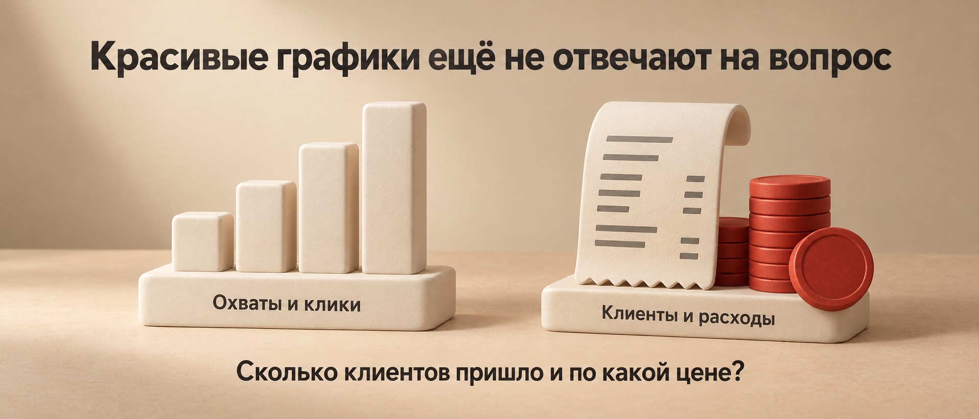 Охваты и клики дополняются числом клиентов и расходами